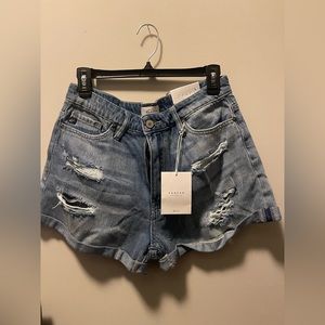 High Waisted Kancan Distressed Jean Shorts
